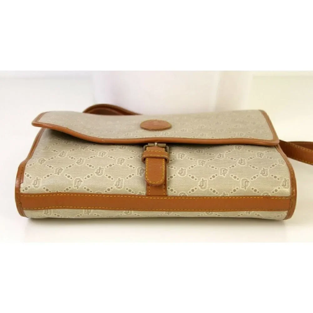 VTG JOE LEATHER HANDBAG SIGNATURE PVC BROWN LEATHER XBODY BAG SHOULDER BAG PURSE - Picture 9 of 11